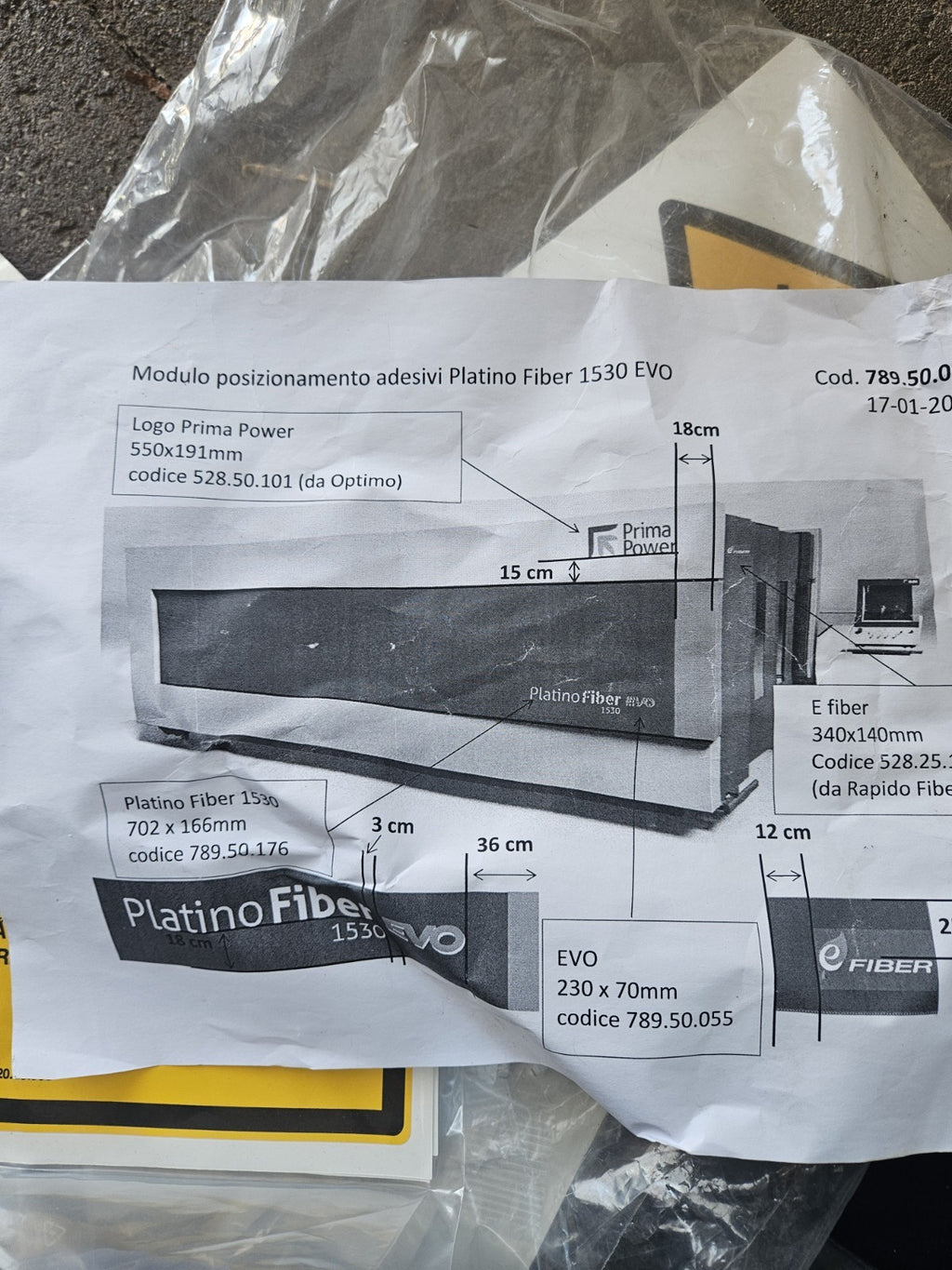 PRIMA POWER, Laser PLATINO Fiber 1530 EVO, Warning, Sticker, Plate Set New NEU
