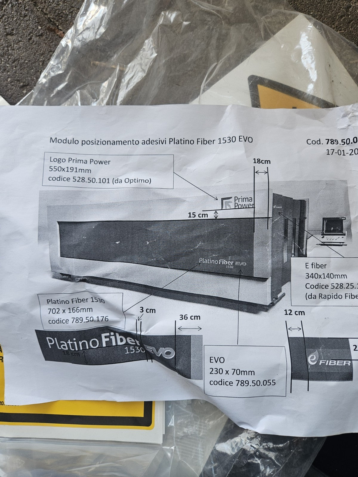 PRIMA POWER, Laser PLATINO Fiber 1530 EVO, Warning, Sticker, Plate Set New NEU