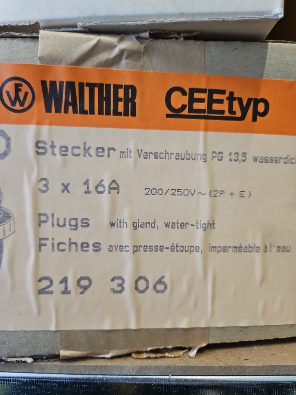 10 x Walther Werke Stecker 16A 219306 IP67 Stecker Kunststoff Stecker, Neu/ovp