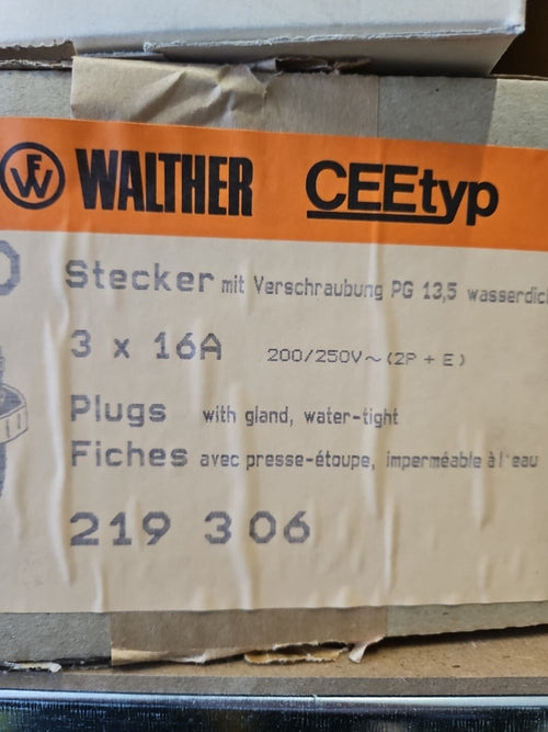 10 x Walther Werke Stecker 16A 219306 IP67 Stecker Kunststoff Stecker, Neu/ovp