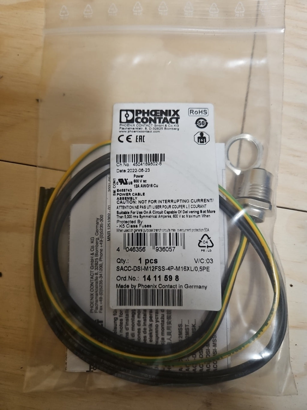 Phoenix Contact SACC-DSI-M12FSS-4P-M16XL/0,5PE, 1411598 Neu/ovp New Sealed