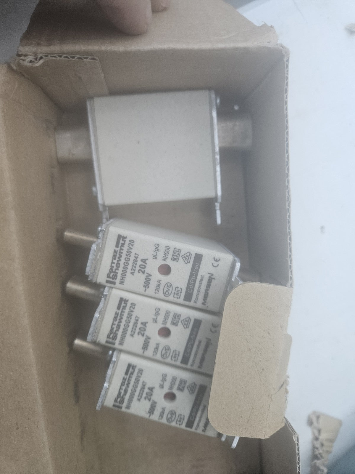 4 x MERSEN NH000GG50V20-1 500V 20A NH Sicherungseinsatz 4086500084050 NEU/OVP
