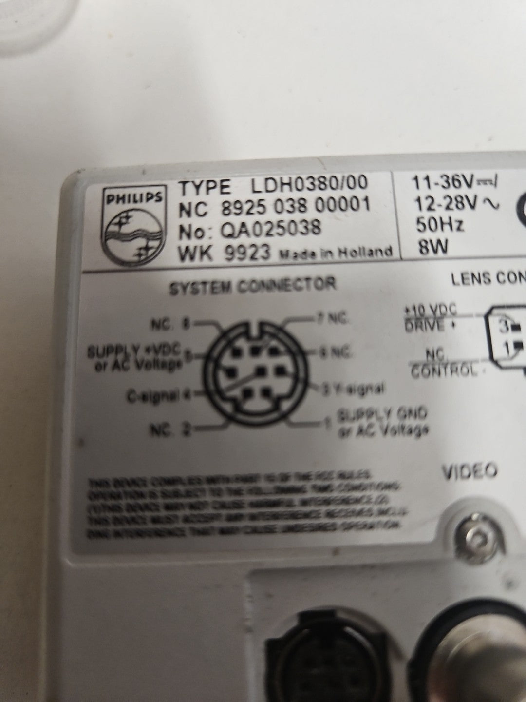 LDH0380/00 PHILIPS Camera WK9923 892503800001, QA025038 Tested Working Good