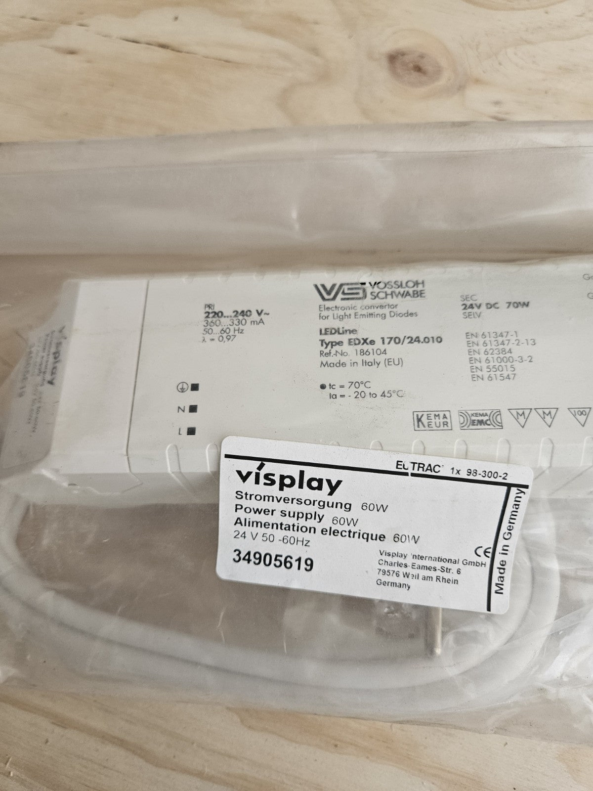VOSSLOH SCHWABE EDXe 170/24.010 186104 LED-Konverter Für LED-Module 60w Neu/ovp