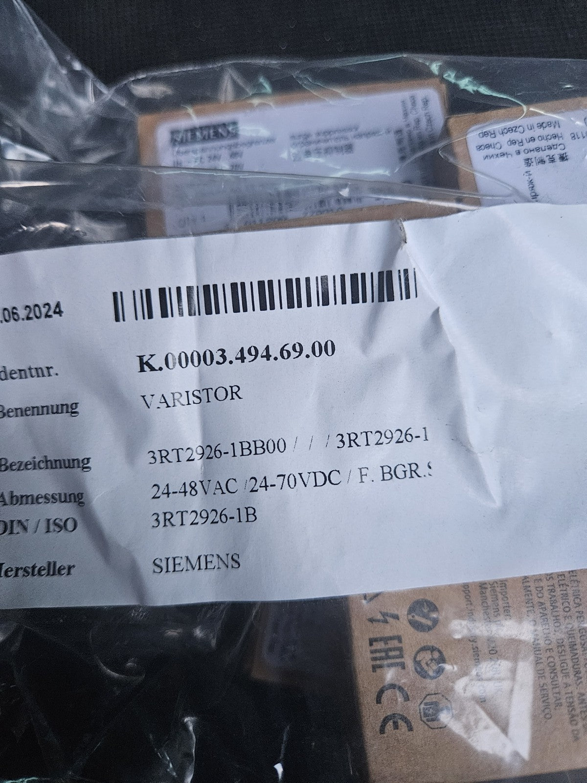 10 x Siemens Überspannungsbegrenzer 3RT2926-1BB00 Varistor, for 3RT2 New Neu/Ovp
