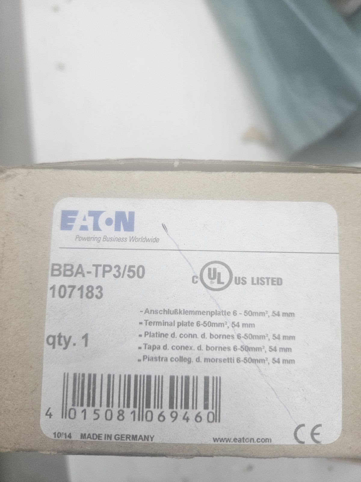 Eaton Anschlußklemmenplatte BBA-TP3/50 Adapter 107183 Anschlußklemmenplatte NEU