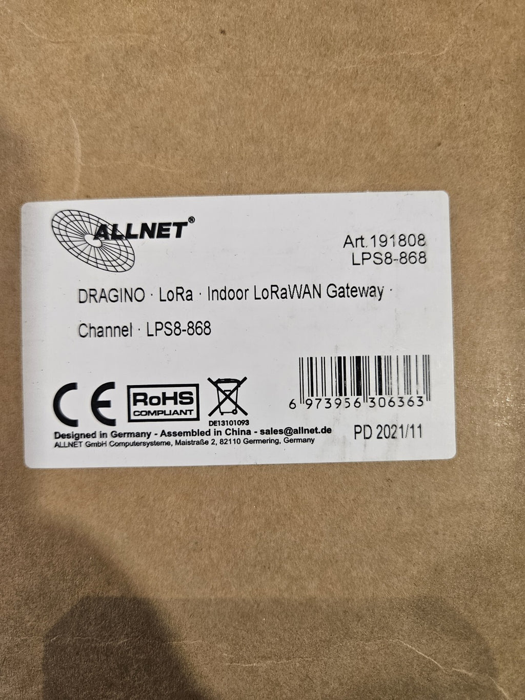 Dragino LPS8-868 HotSpot Miner Helium EU868 IN865 New In Box Crypto Coin, Neu