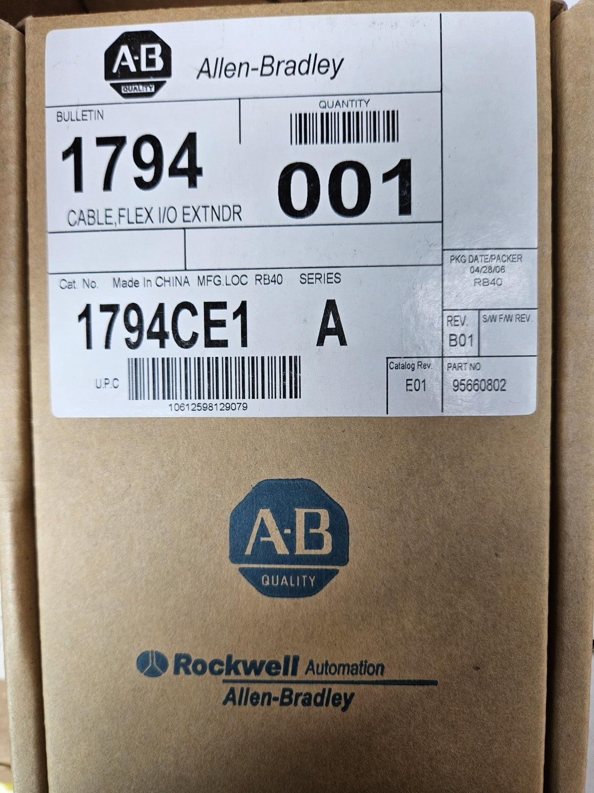 Allen Bradley 1794-CE1 E01 96971205 B01 Verlängerungskabel 1 Fuß New In Box Neu
