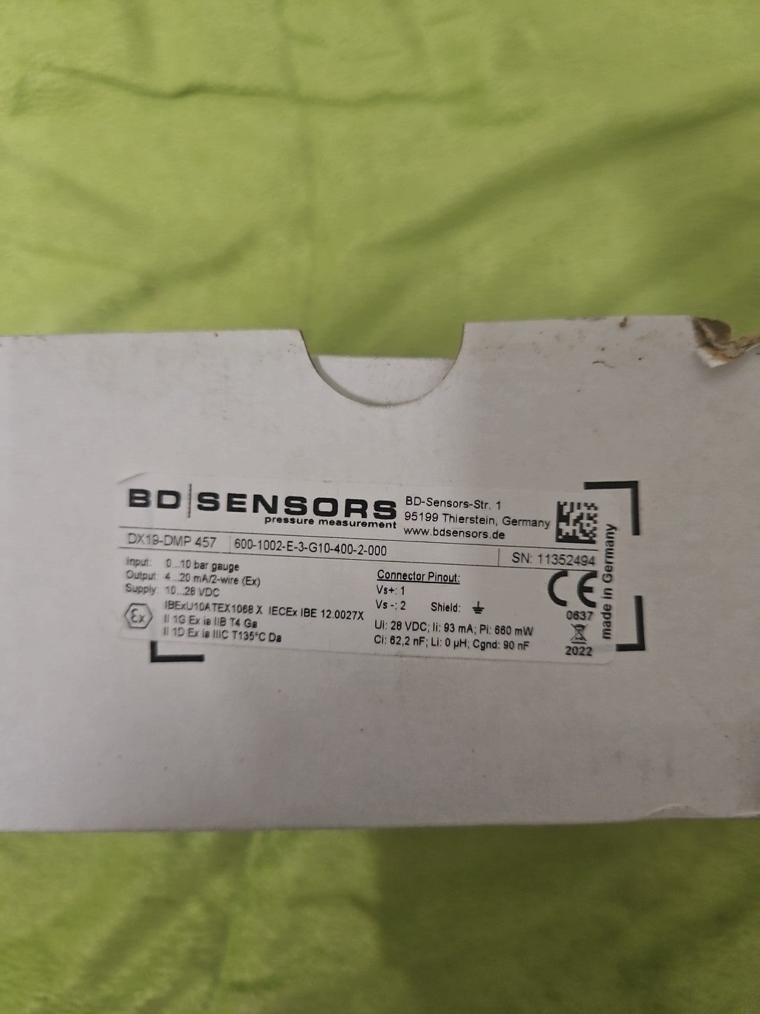 1 x Bd sensors dx19-dmp457 pressure transmitter Neu/ovp, Sealed, New Unused