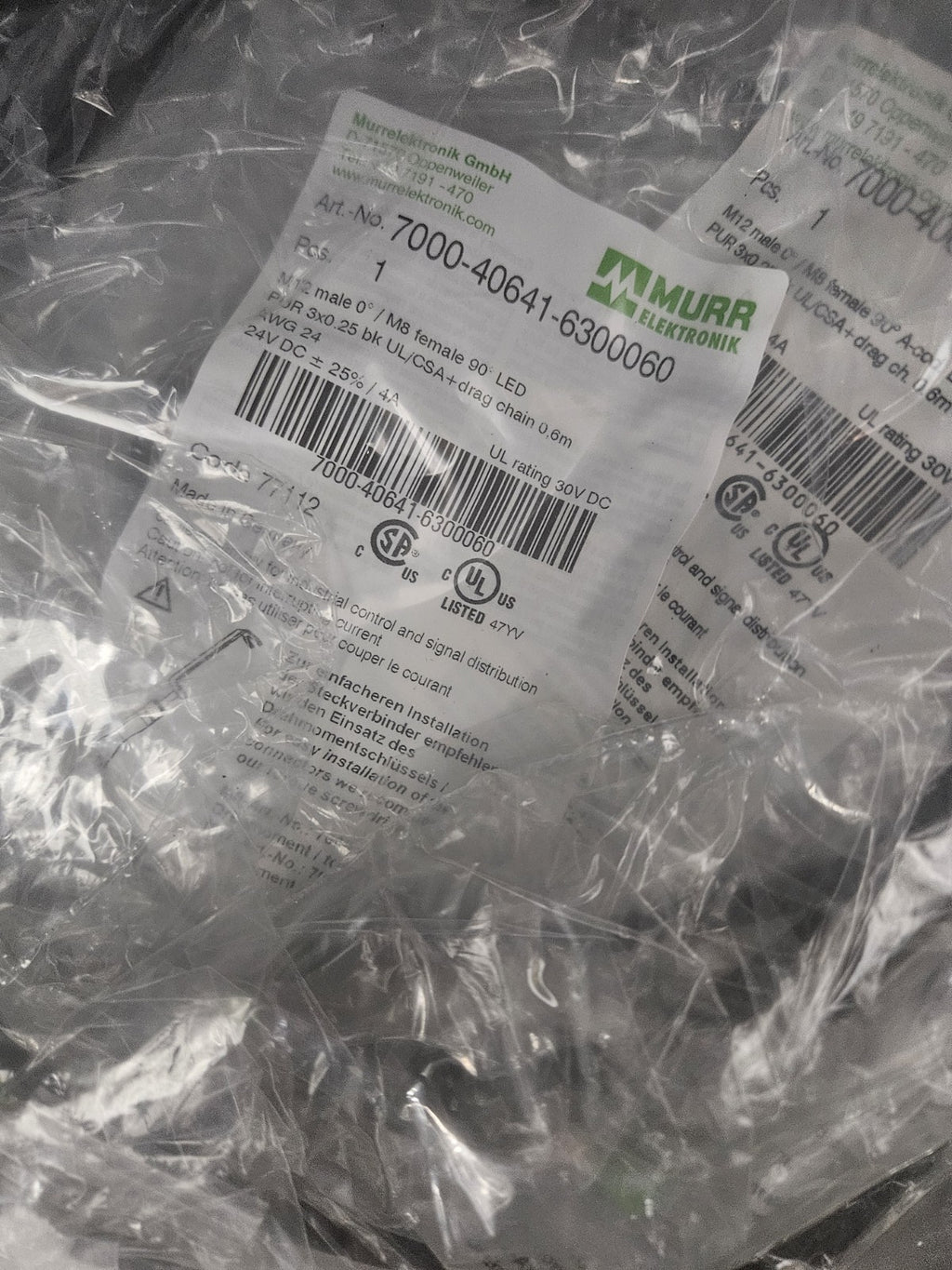 Murr Elektronik M12 St. 0° / M8 Bu. 90° A-kod. Kabel 0,6m | 7000-40641-6300060