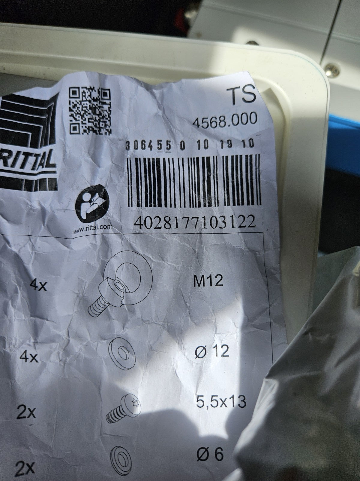 VE 4x Rittal Transportösen SZ 4568.000 eyebolts SZ4568.000 Neu/ovp, New Sealed