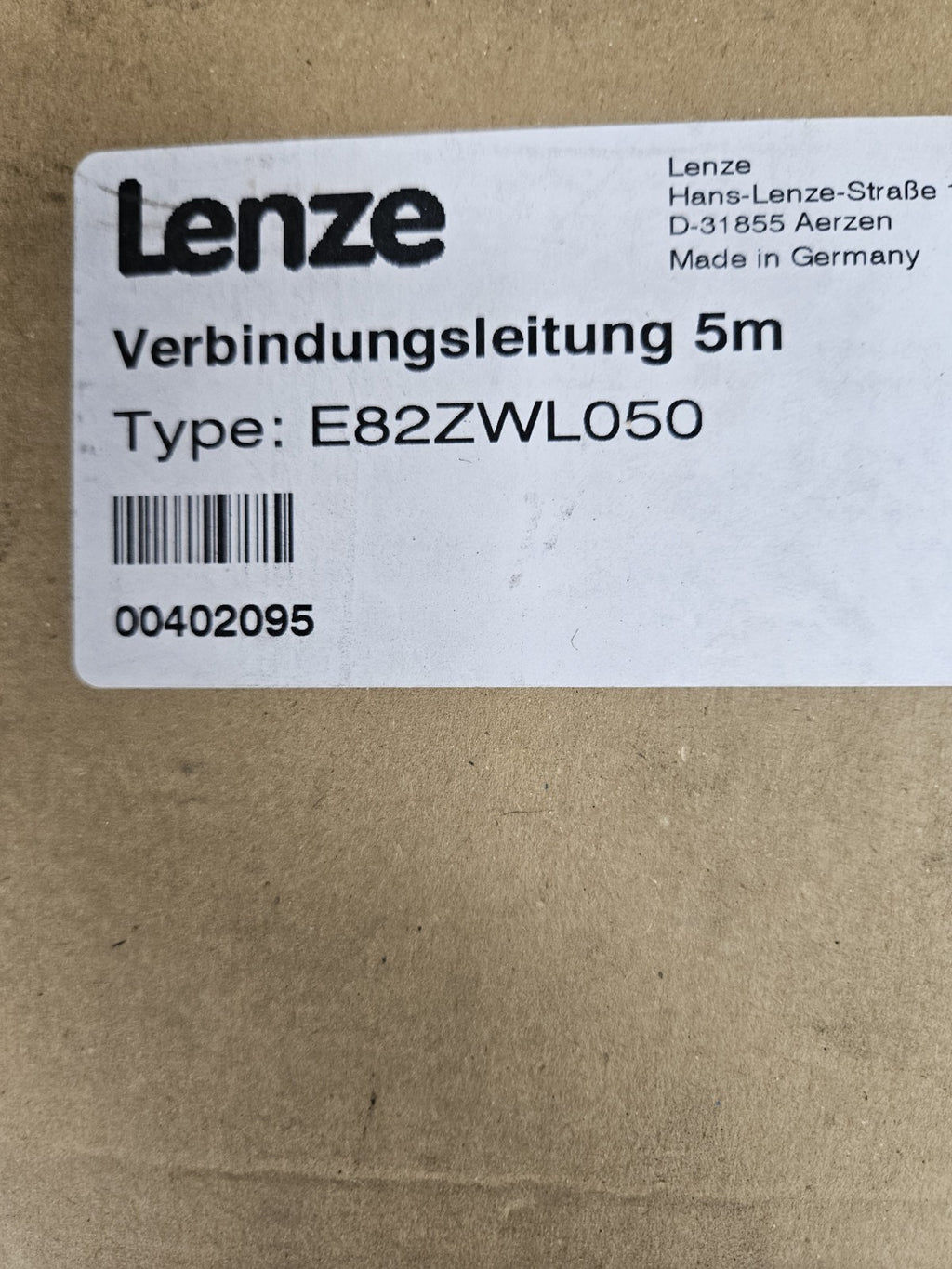 LENZE E82ZWL050 Diagnostics Cable 5m 00402095 -unused- Neu/ovp, New In Box