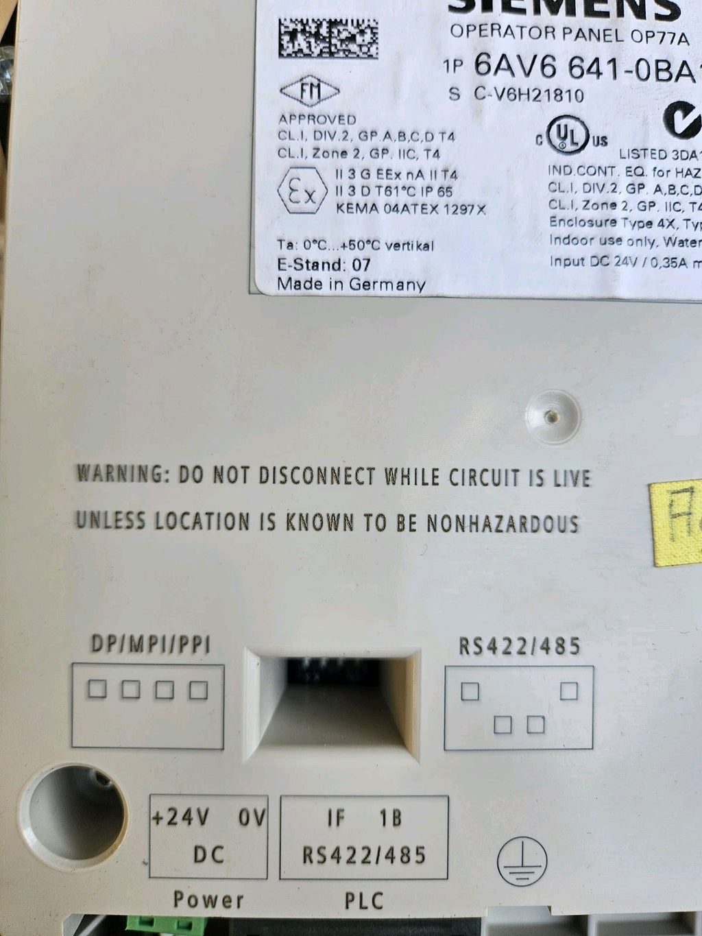 Siemens 6AV6 641-0BA11-0AX0/ 6AV6641-0BA11-0AX1 OPERATOR PANEL OP77A Wie Neu New