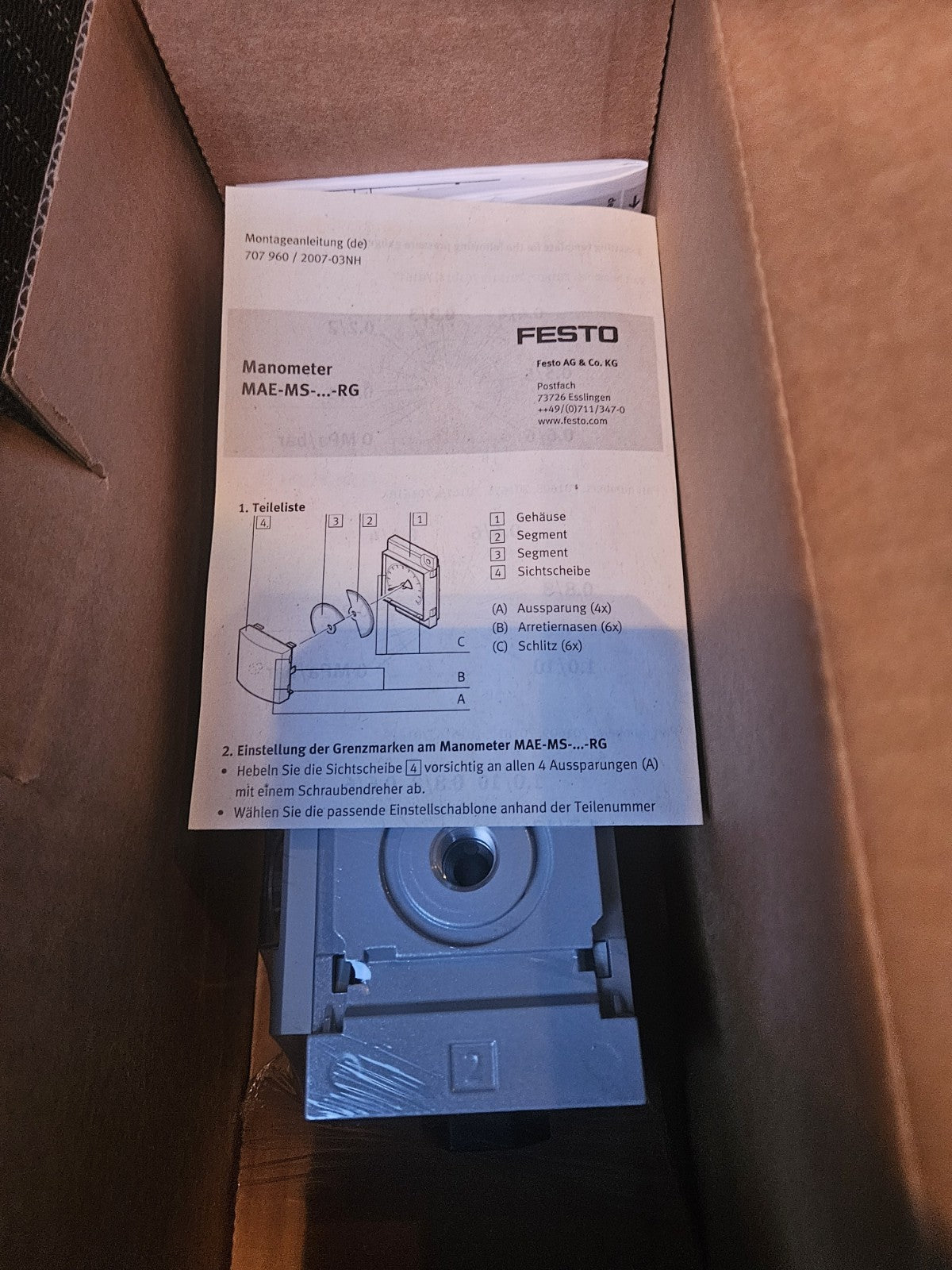 FESTO Druckregelventil MS6-LR-1/4-D6-RG-AS-WB | 527663, Neu/ovp, New In Box