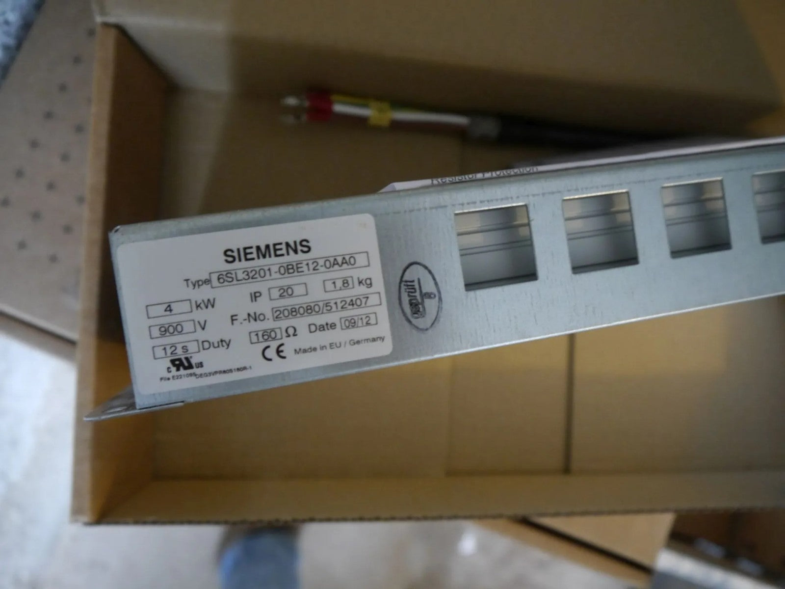 Siemens 6SL3201-0BE12-0AA0 Braking ResistorsMICROMASTER 440 / SINAMICS G120 NEW