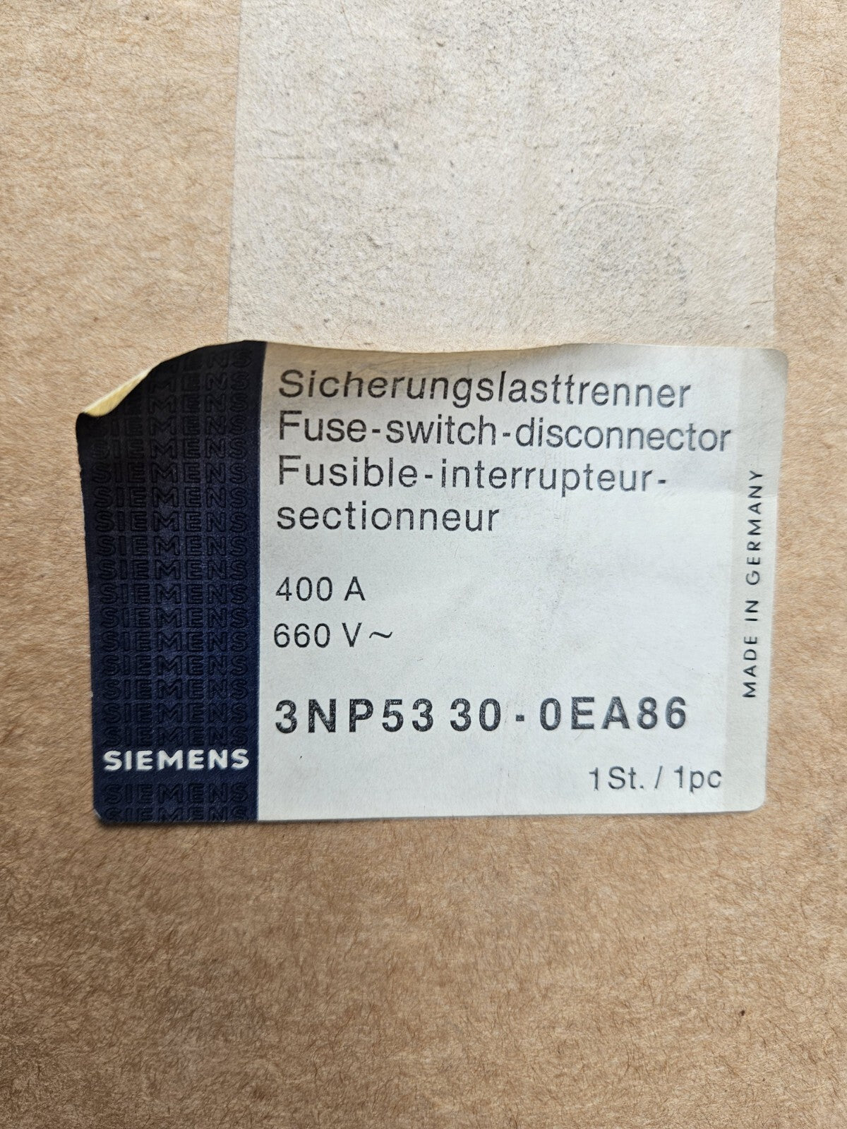 SIEMENS 3NP5330-0EA86  Lasttrennschalter  3NP53300EA86, New In Box,Neu/ovp