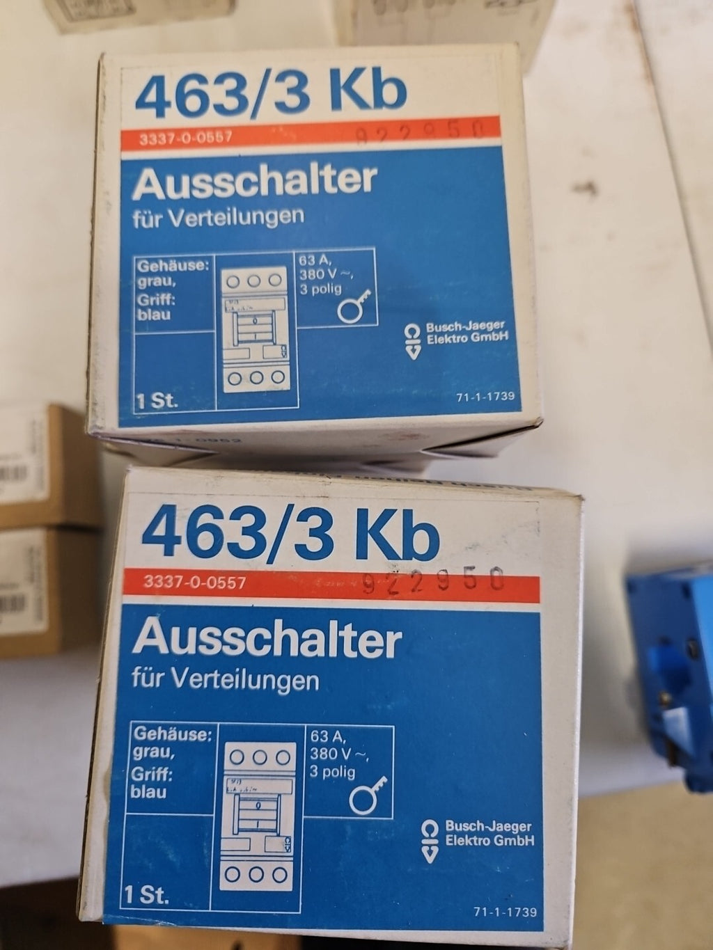 Busch Hauptschalter E463/3-KB  3-polig 63A 380V Ausschalter / Trennschalter Neu