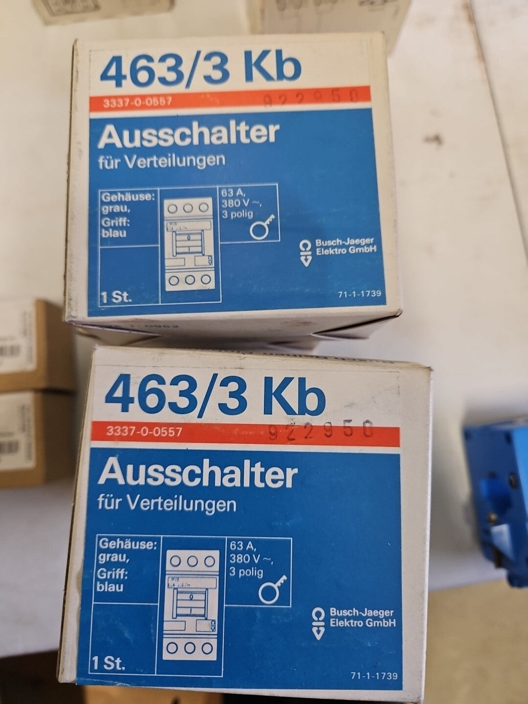 Busch Hauptschalter E463/3-KB  3-polig 63A 380V Ausschalter / Trennschalter Neu