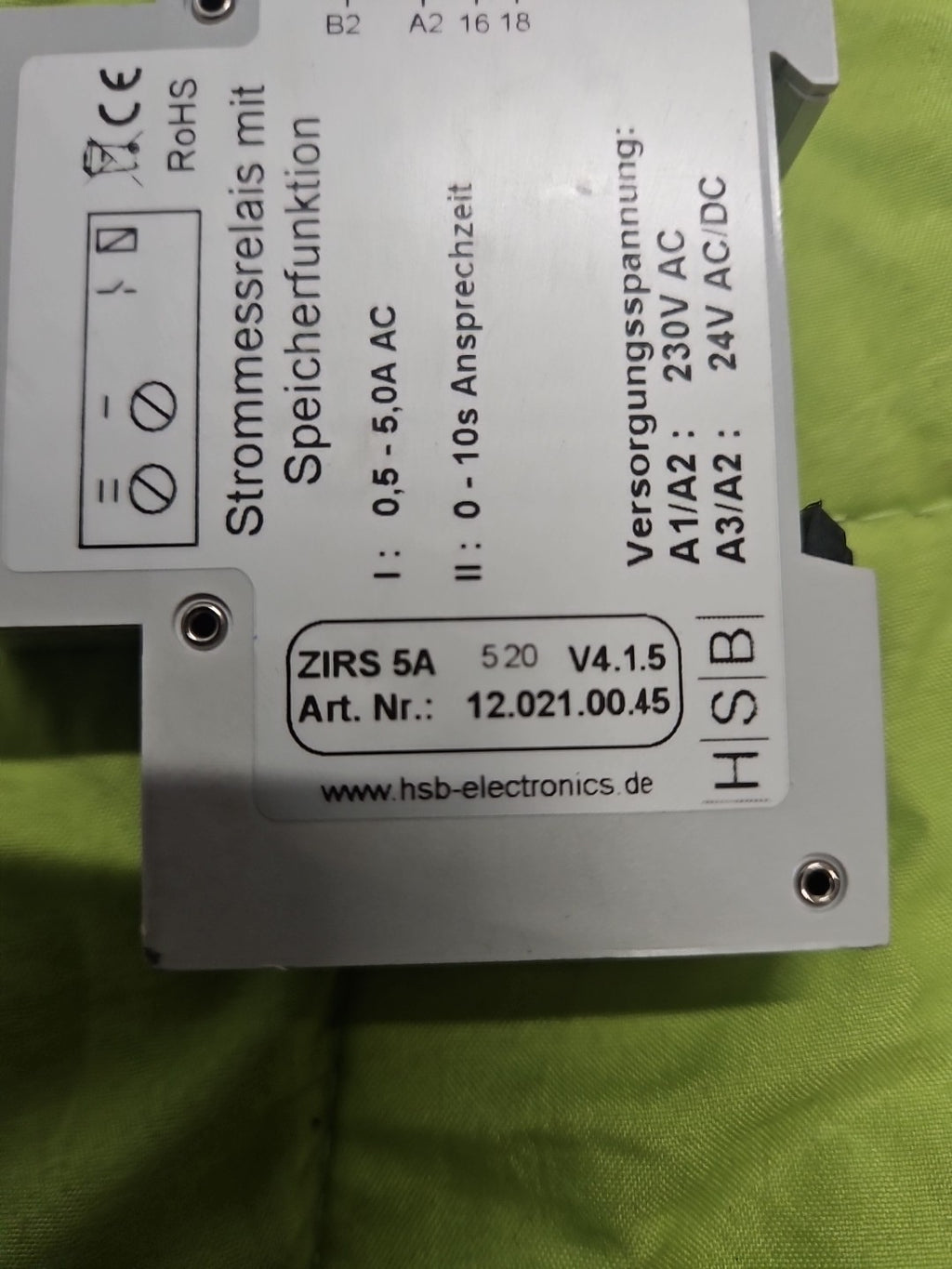 HSB ZIRS 5A 12.021.00.45 (24V~ 16A 250V~) STROMMESSRELAIS Mit SPEICHER neu New