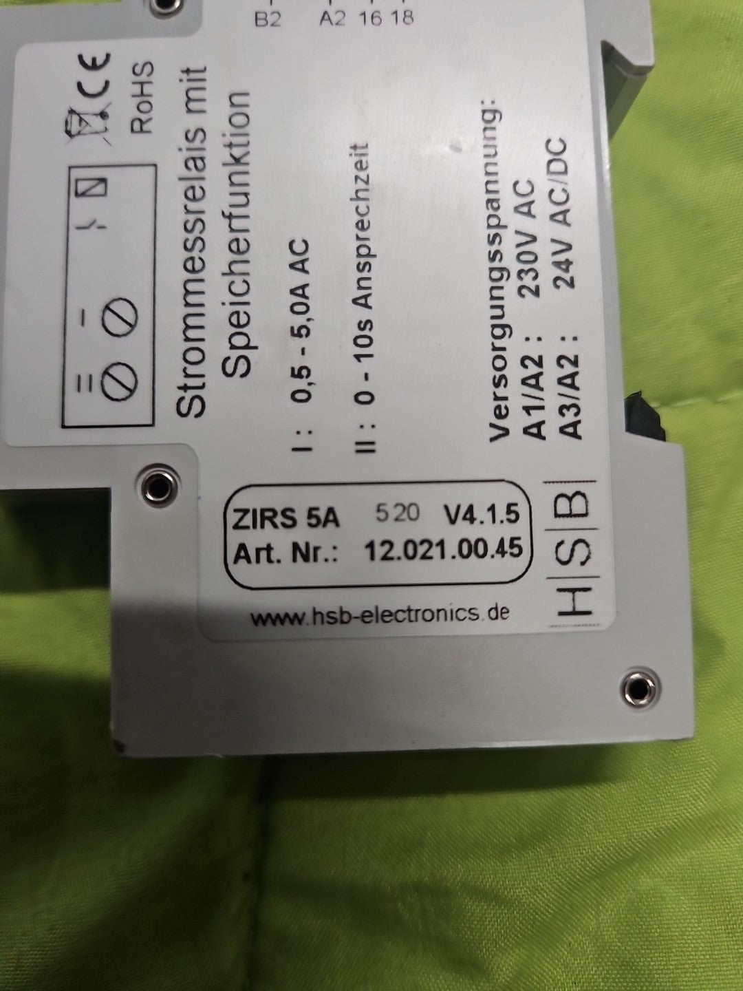 HSB ZIRS 5A 12.021.00.45 (24V~ 16A 250V~) STROMMESSRELAIS Mit SPEICHER neu New