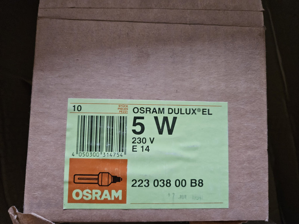 10 x Osram Energiesparlampe Röhre Dulux EL 5W E14 200lm warmweiß Mini, Neu/Ovp