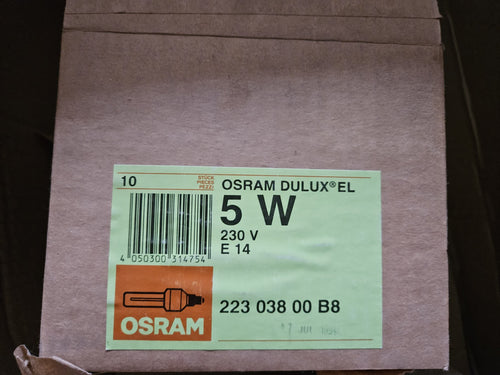 10 x Osram Energiesparlampe Röhre Dulux EL 5W E14 200lm warmweiß Mini, Neu/Ovp