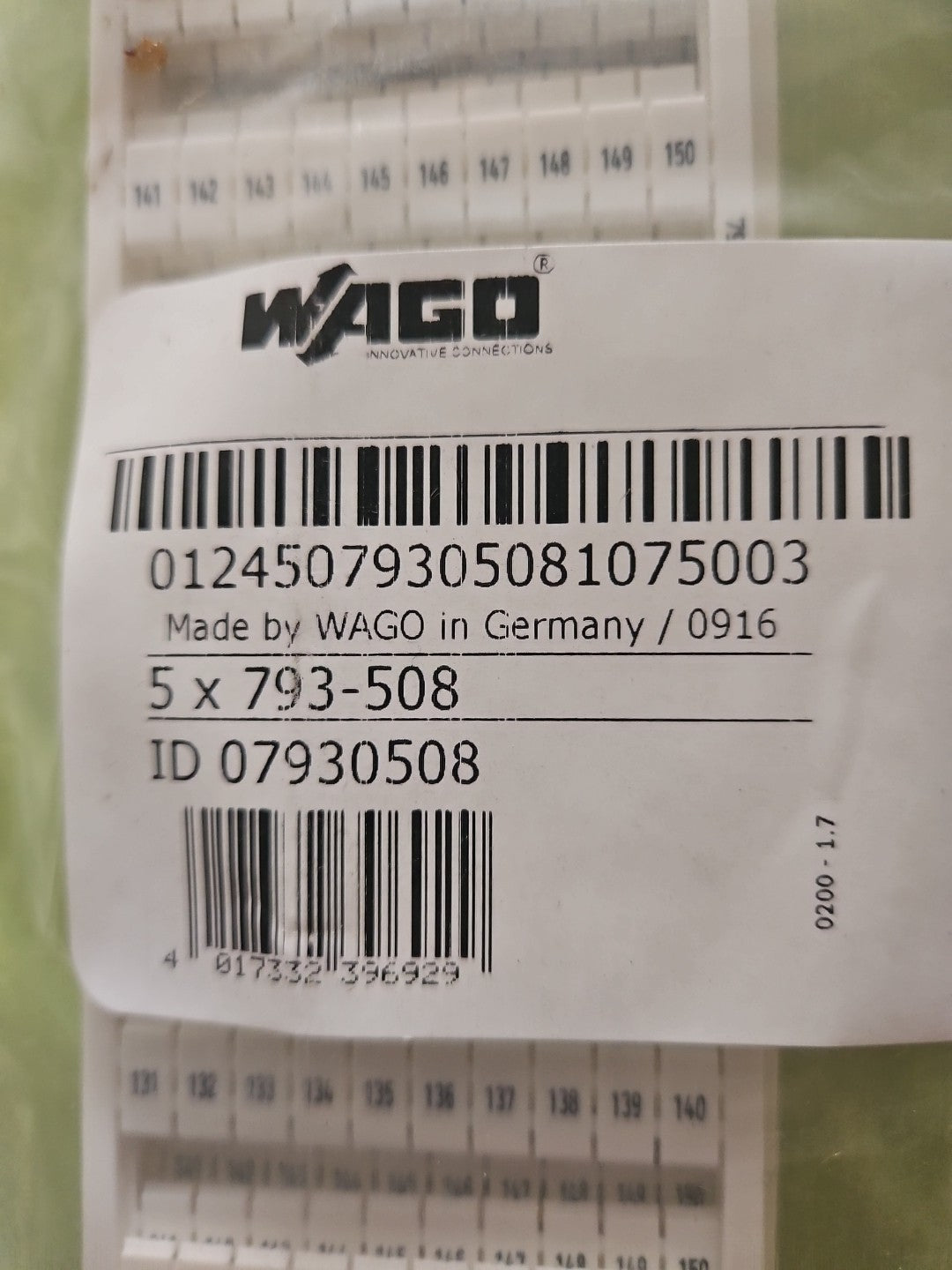 Wago Reihenklemmen Beschriftung 101 bis 150; 793-508 Neu/ovp, New Unopen