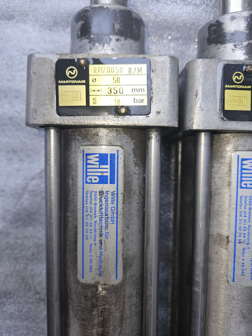 Martonair RM/8050 R/M Pneumatic Cylinder 16bar Hub 350mm, Durchmesser 50mm Used