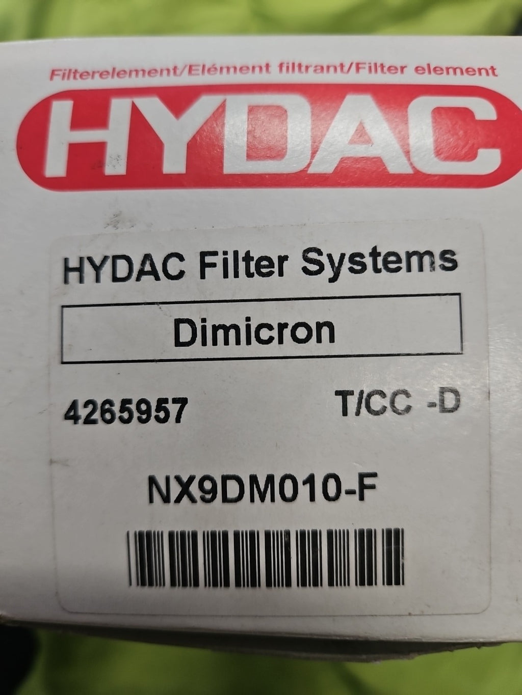 HYDAC Filter ELEMENT,Dimicron Filterpatrone 4265957, NX9DM010-F, NEW, Neu/Ovp