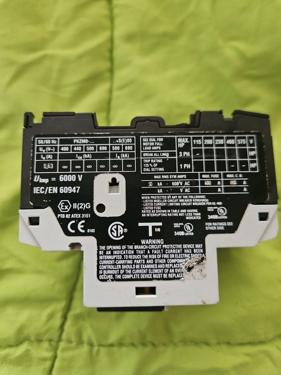 Moeller PKZM0-0.63-SC Motorschutzschalter mit NHI11-PKZ0, Gebraucht/getested,