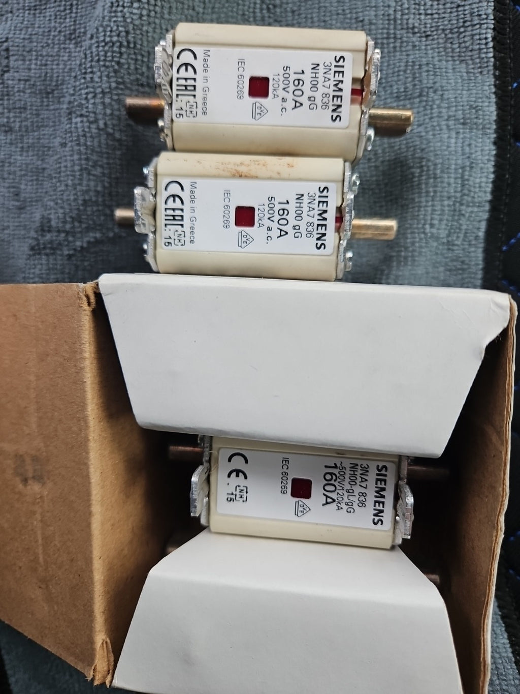 5 x SIEMENS 3NA7 836 NH-Sicherungseinsatz 160A neu/ovp, New In Box -unused-