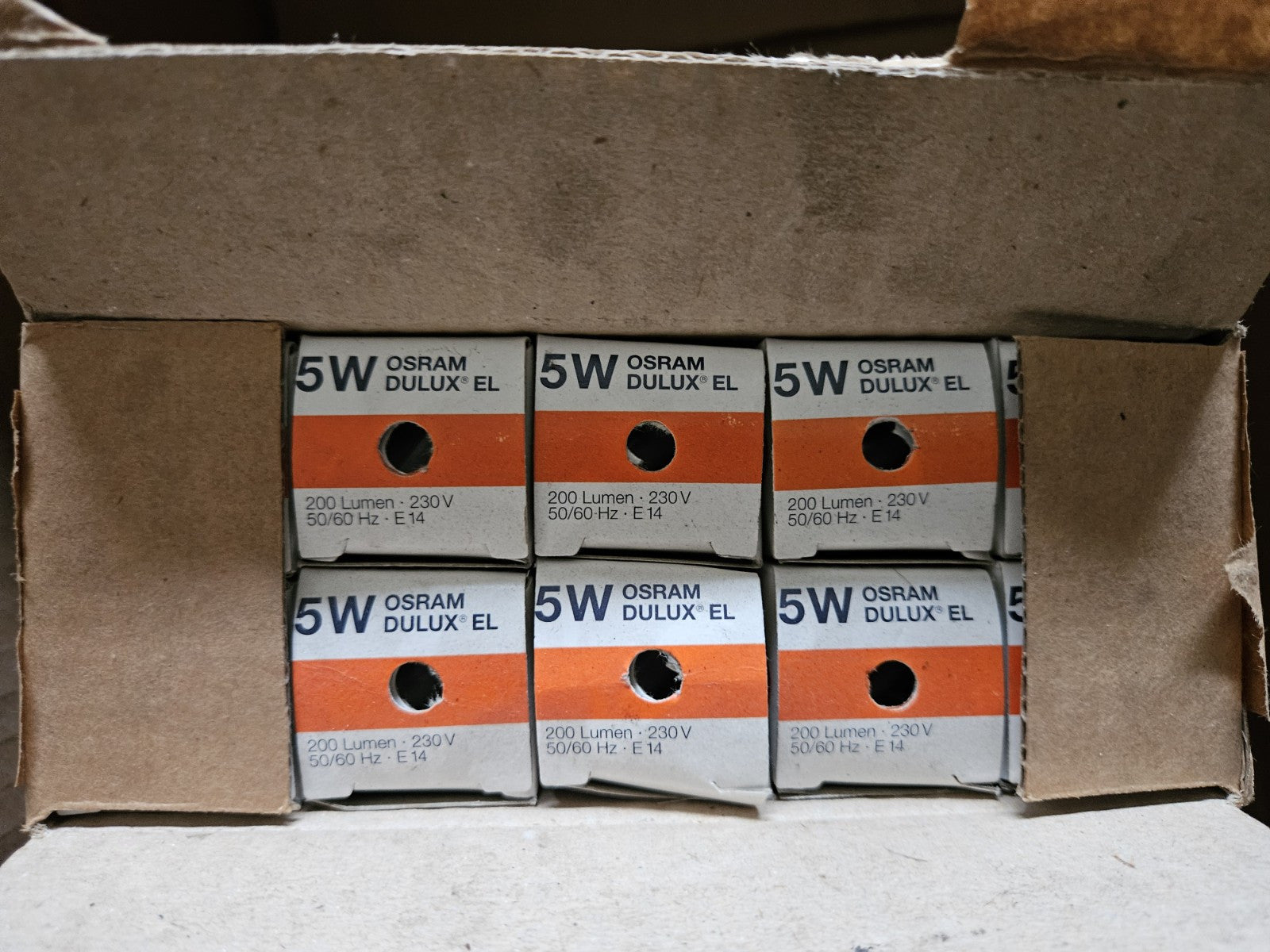 10 x Osram Energiesparlampe Röhre Dulux EL 5W E14 200lm warmweiß Mini, Neu/Ovp