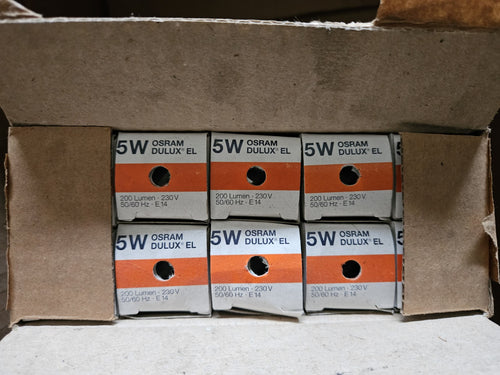 10 x Osram Energiesparlampe Röhre Dulux EL 5W E14 200lm warmweiß Mini, Neu/Ovp