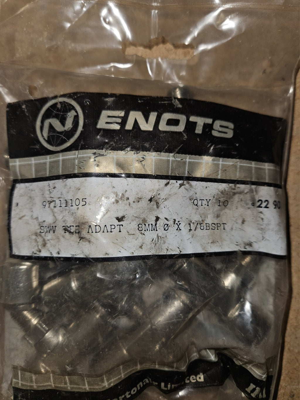 V2A 1/8-BSP-Außengewinde 8-mm-Steckanschluss T-Gewindeadapter, Norgren Enots New