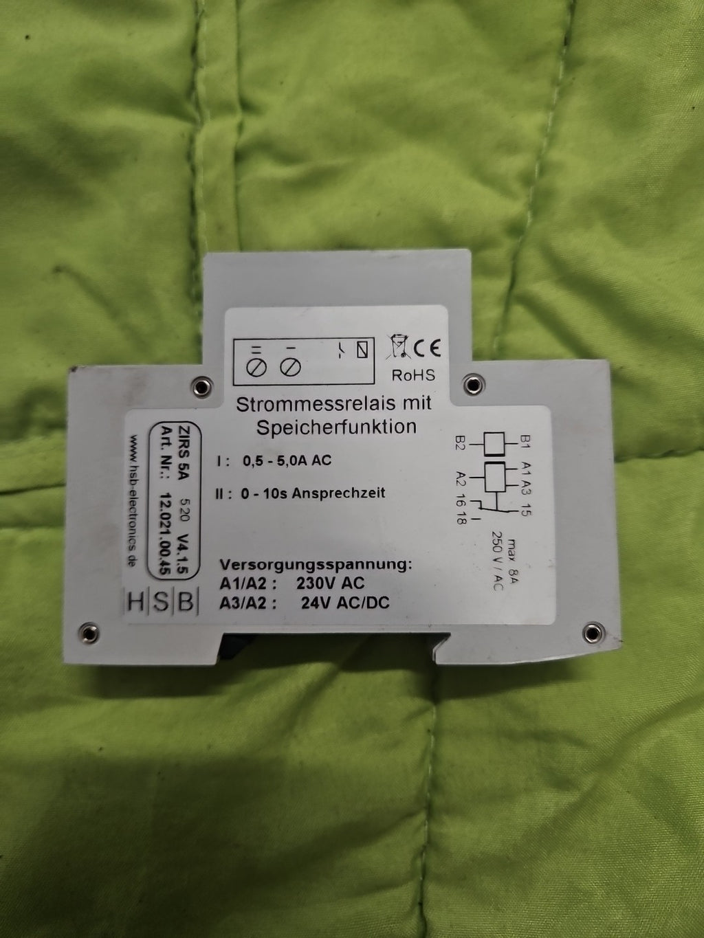 HSB ZIRS 5A 12.021.00.45 (24V~ 16A 250V~) STROMMESSRELAIS Mit SPEICHER neu New
