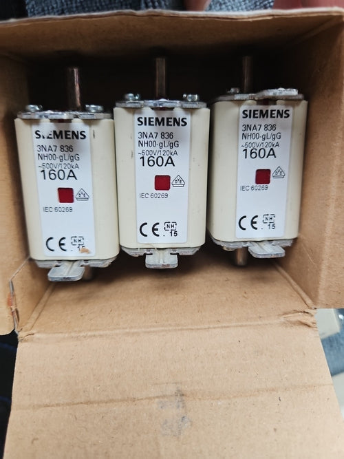 5 x SIEMENS 3NA7 836 NH-Sicherungseinsatz 160A neu/ovp, New In Box -unused-