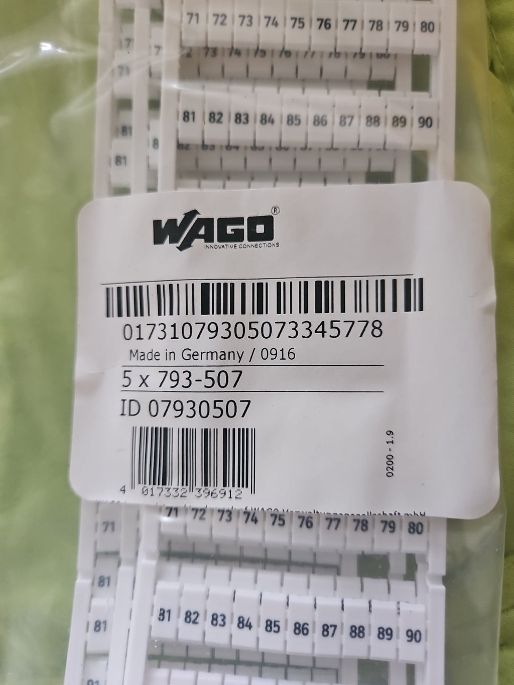 Wago Reihenklemmen Beschriftung 51 bis 100; 793-507 Neu/ovp, New Unopen