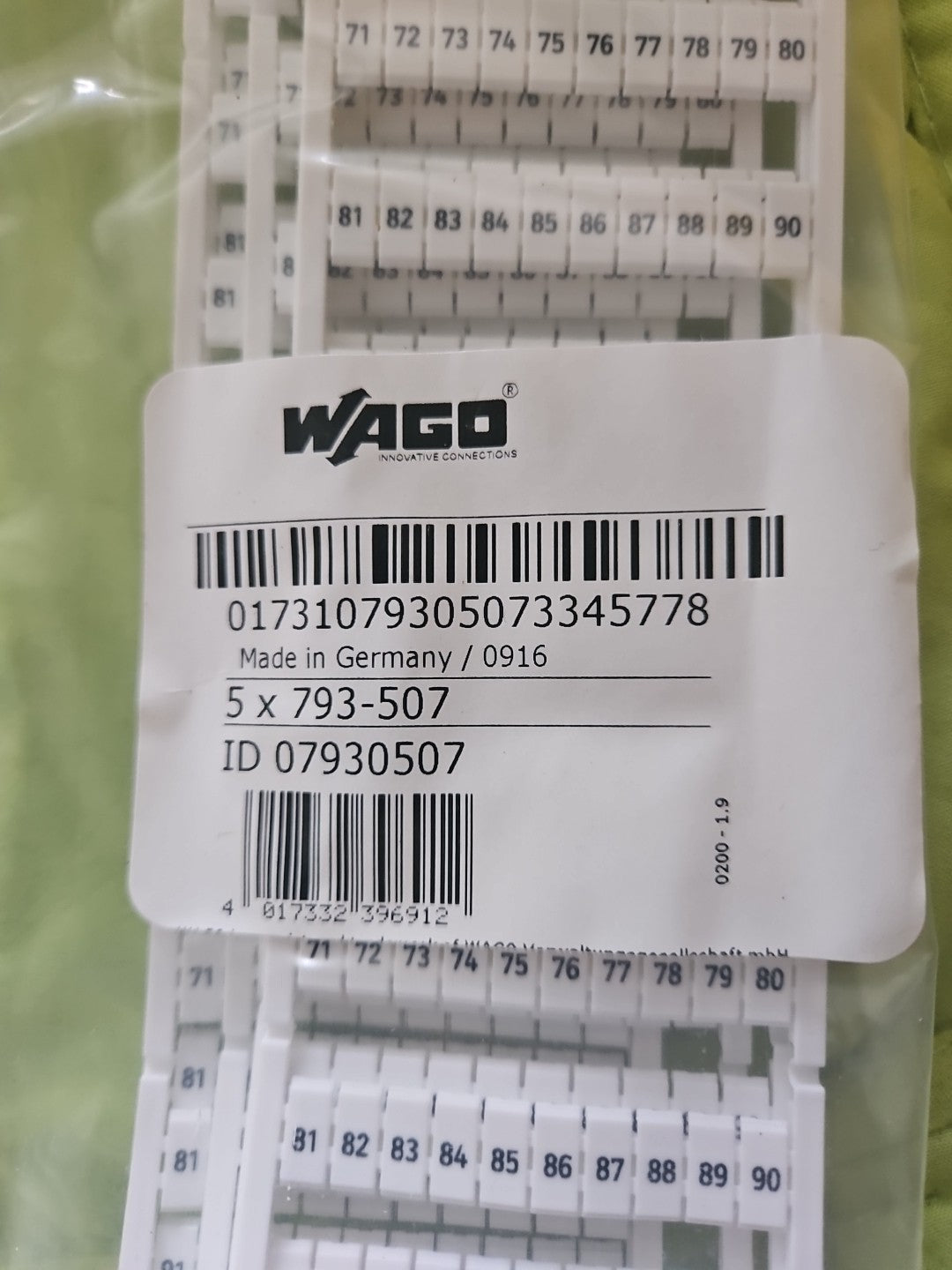 Wago Reihenklemmen Beschriftung 51 bis 100; 793-507 Neu/ovp, New Unopen
