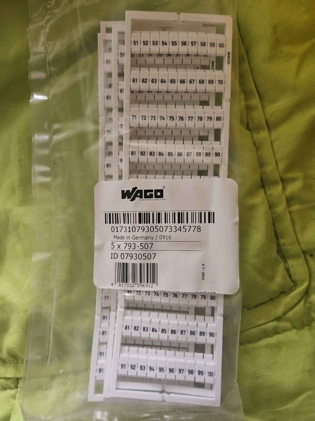 Wago Reihenklemmen Beschriftung 51 bis 100; 793-507 Neu/ovp, New Unopen