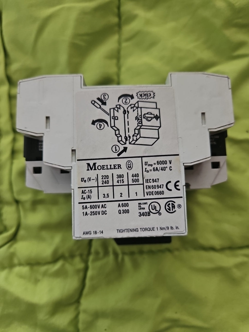 Moeller PKZM0-0.63-SC Motorschutzschalter mit NHI11-PKZ0, Gebraucht/getested,
