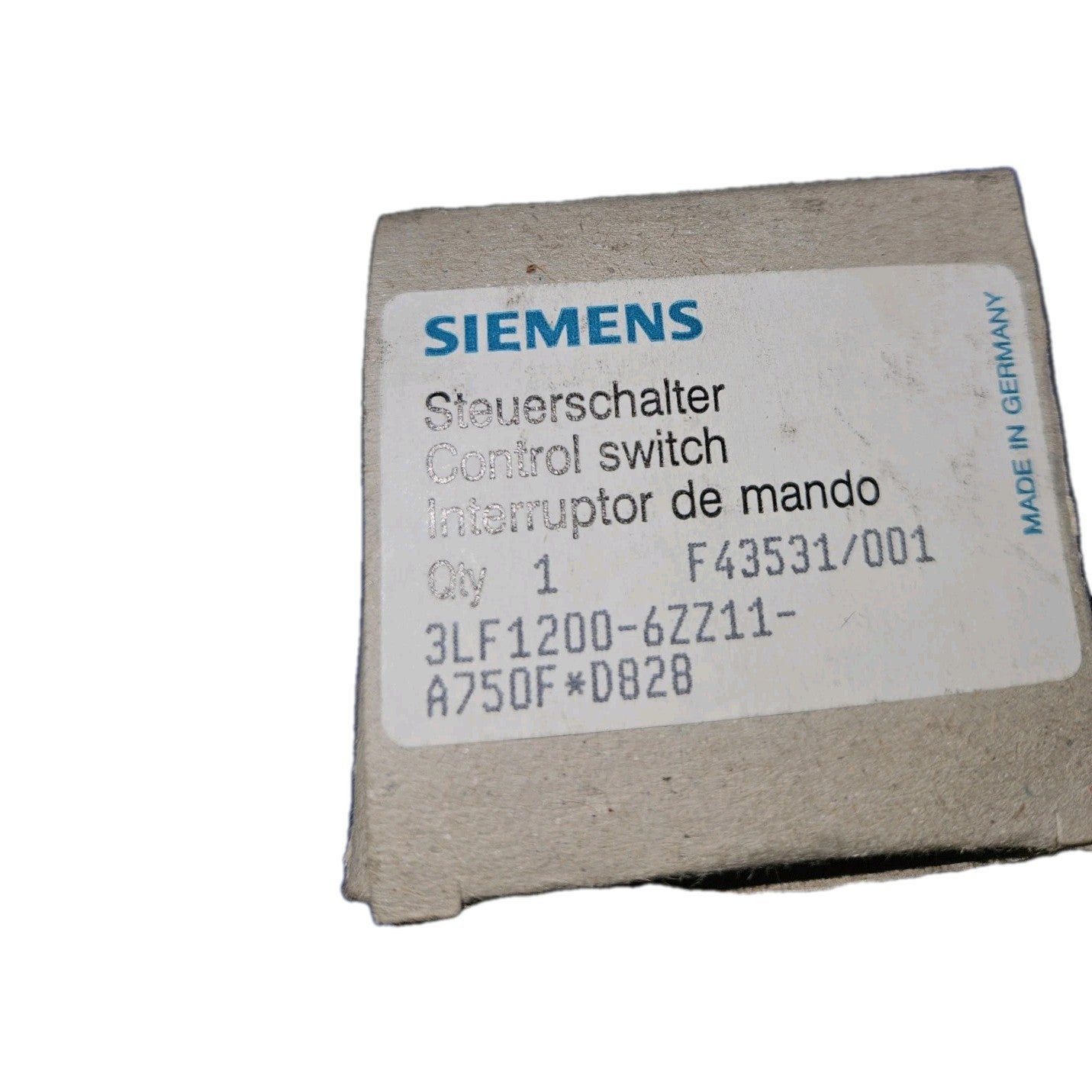 Siemens 3LF1200-6ZZ11-A750F Steuerschalter -unused-new Neu Switch Controll