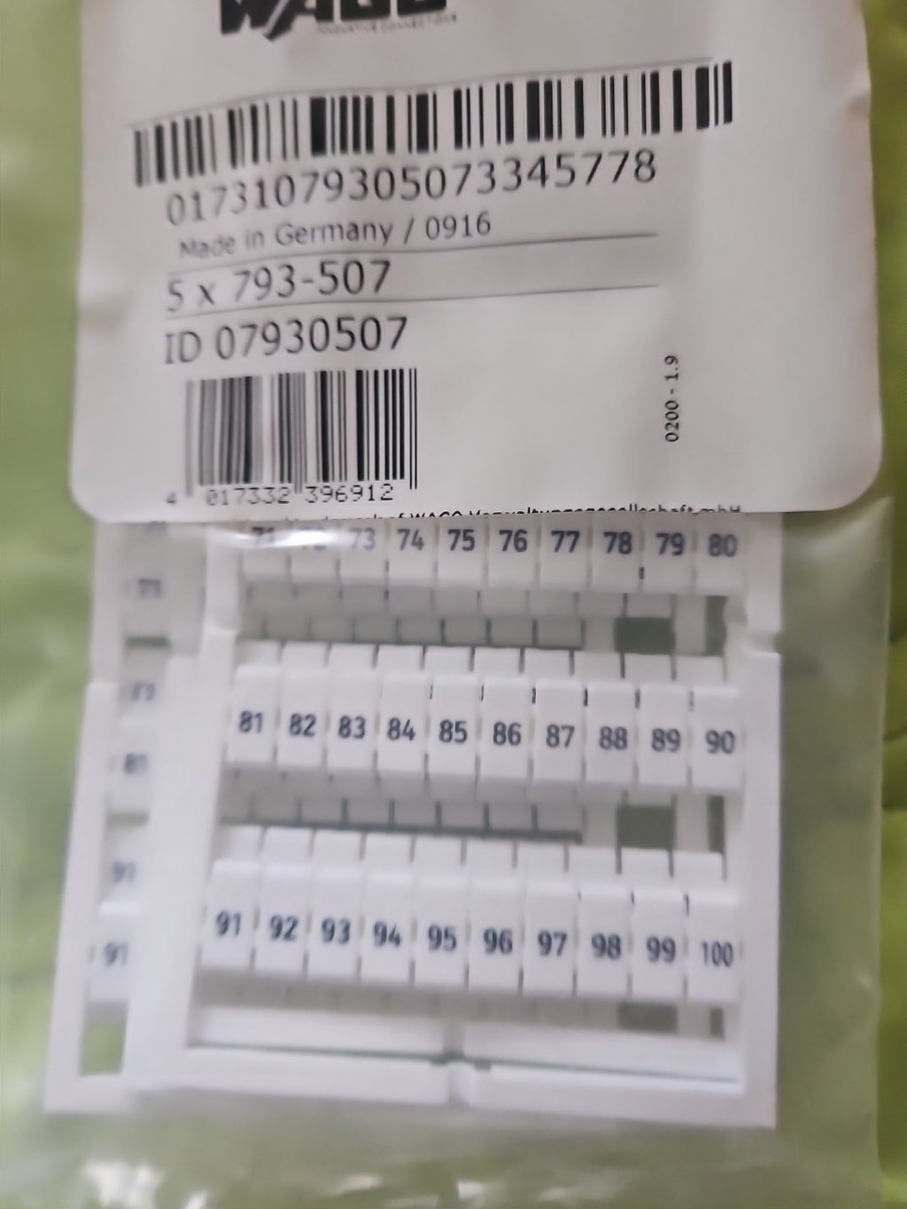 Wago Reihenklemmen Beschriftung 51 bis 100; 793-507 Neu/ovp, New Unopen