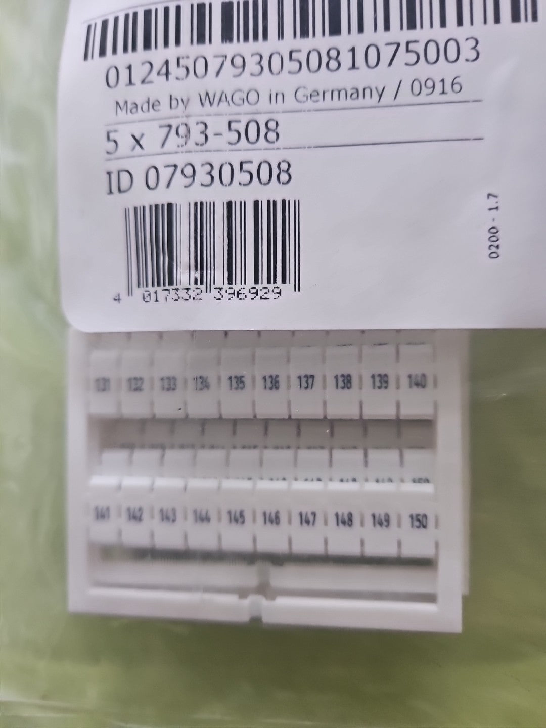 Wago Reihenklemmen Beschriftung 101 bis 150; 793-508 Neu/ovp, New Unopen