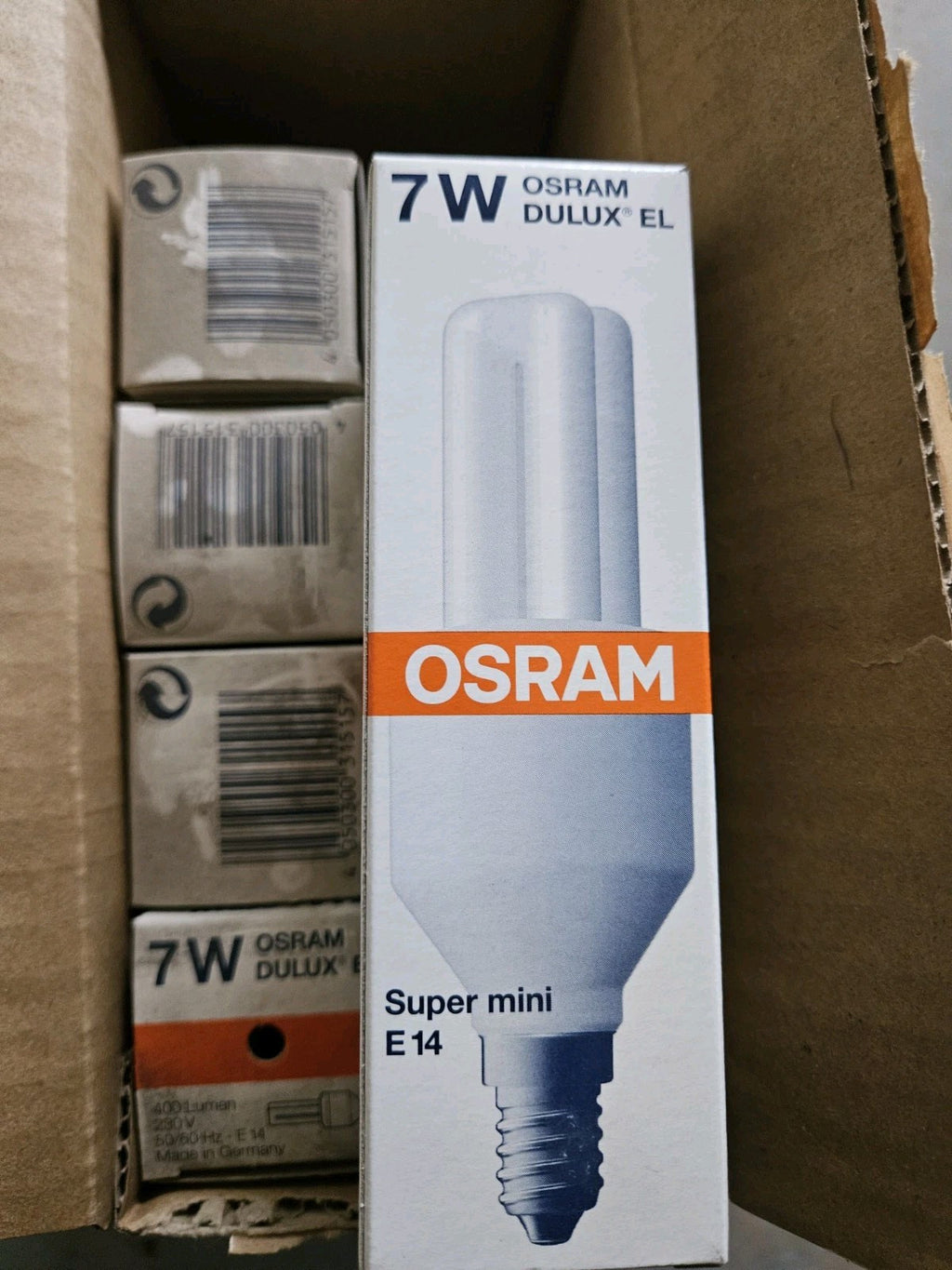 10 x Osram Energiesparlampe Röhre Dulux EL 7W E14 400lm warmweiß white Mini NEU